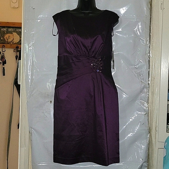ELIZA J Purple Dress Cocktail Party Sleeveless Sheath 10 Designer Luxury wedding - Picture 2 of 8